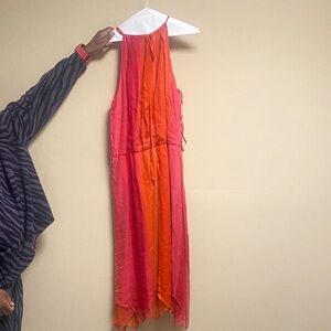 Lauren Ralph Lauren Red and Orange High Low Dress